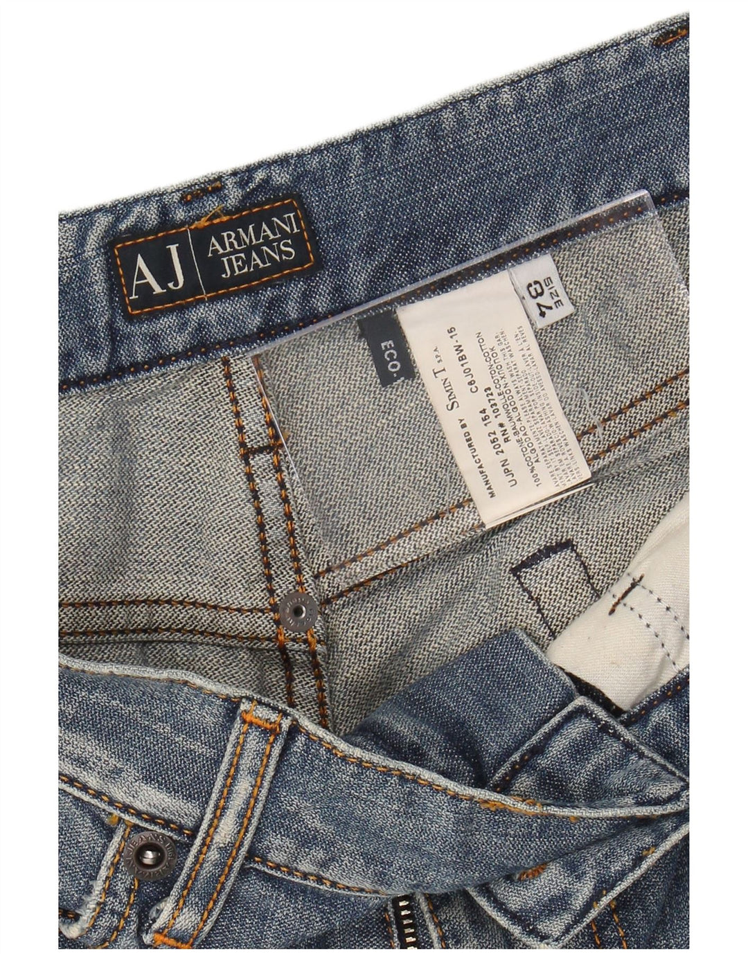 ARMANI Herre Graphic Straight Jeans W34 L30 Blå Bomuld