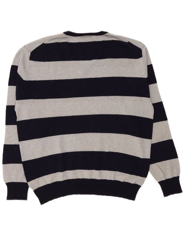 Kappa herre V-hals sweater 3XL marineblå stribet lammeuld