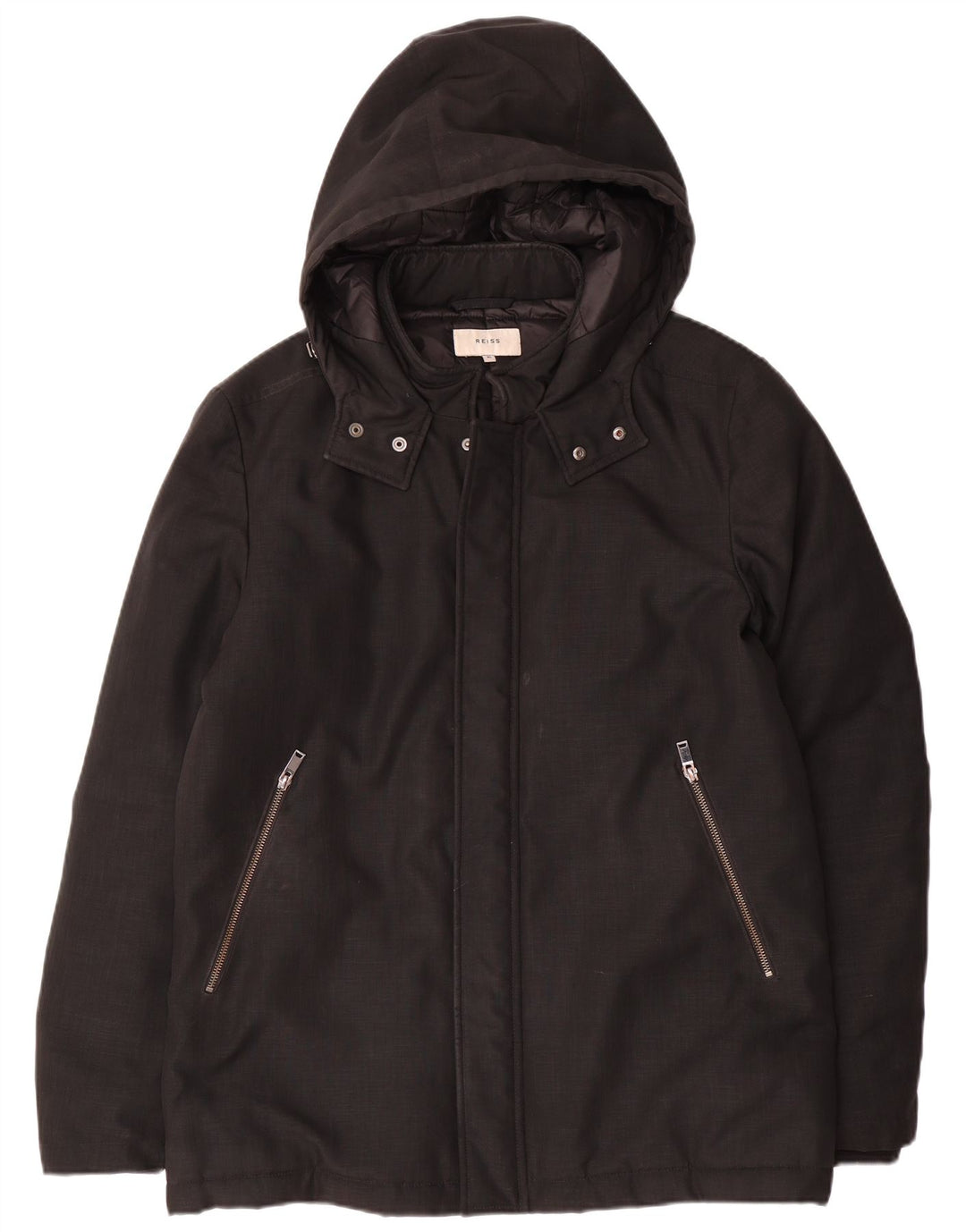 Reiss Herre hættepolstret jakke UK 42 XL Sort Polyester