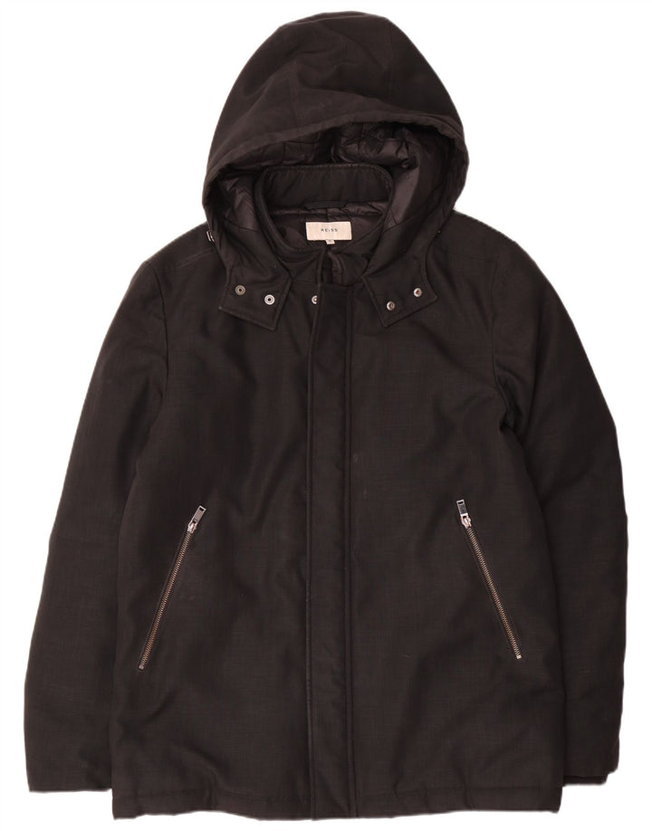 Reiss Herre hættepolstret jakke UK 42 XL Sort Polyester
