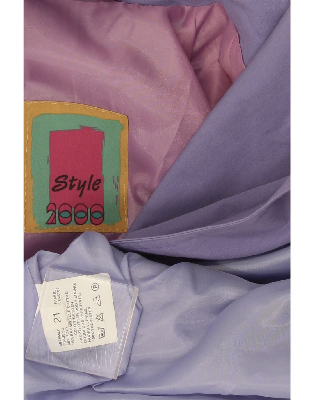 Vintage Dame Dobbeltradet Frakke UK 22 2XL Lilla Polyester