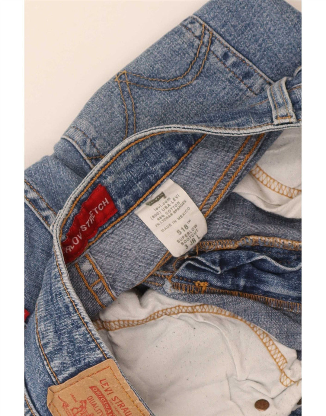 Levi's Dame 518 Super Low Bootcut Jeans Størrelse 3 Small W28 L32 Blå Bomuld