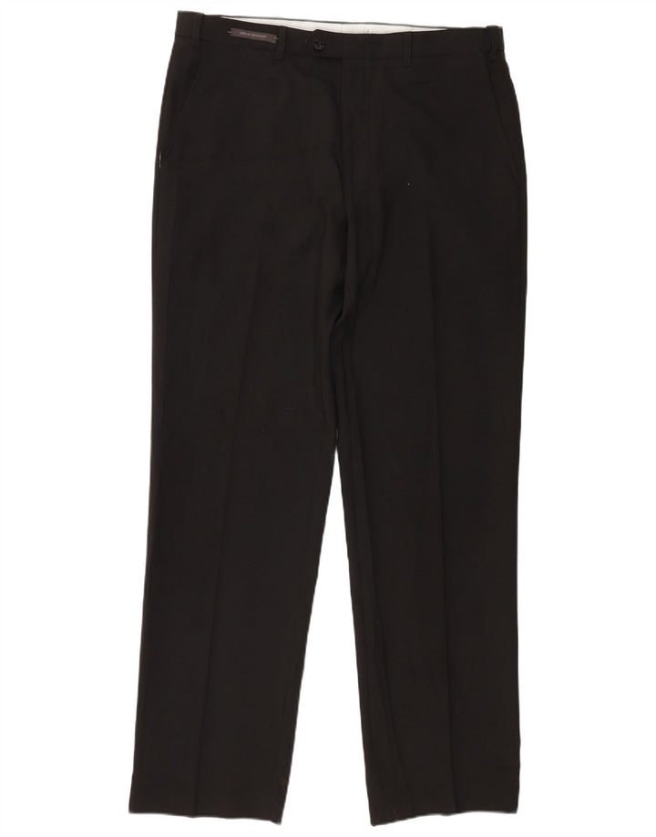 Marks & Spencer Herre Regular Fit Suit Bukser W36 L31 Sort polyester