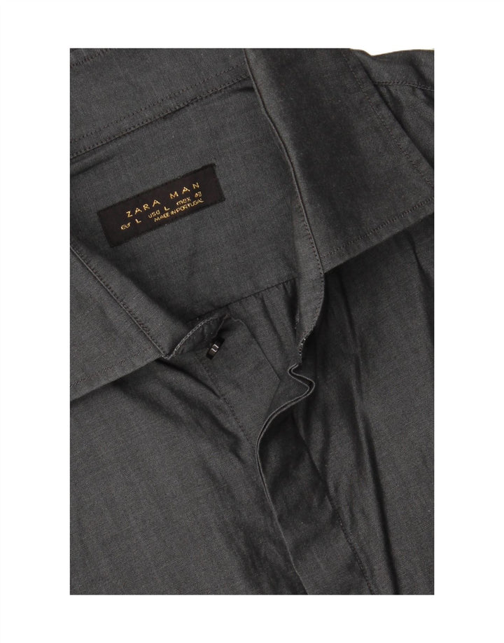 ZARA Mens Shirt Large Grey Cotton Vintage Zara and Second-Hand Zara from Messina Hembry 
