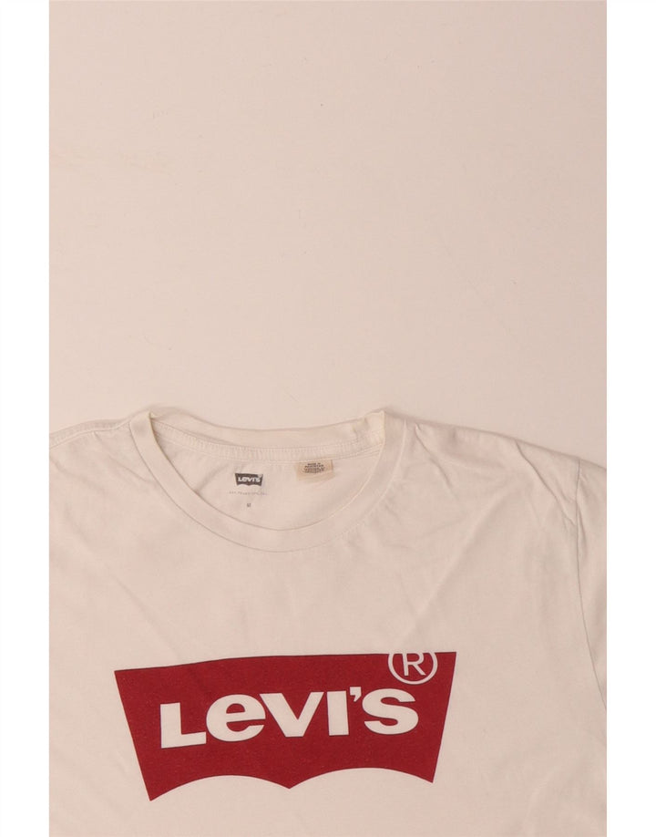 LEVI'S Herre grafisk T-shirt Top Medium Off White Bomuld