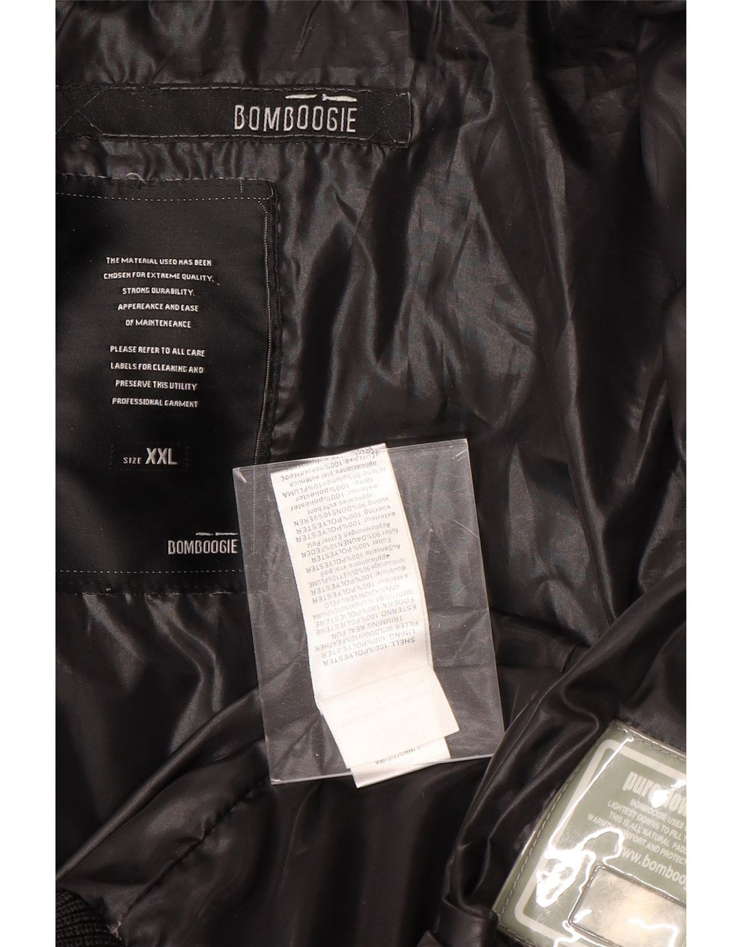 BOMBOOGIE Herre hættepolstret jakke UK 44 2XL Sort Polyester