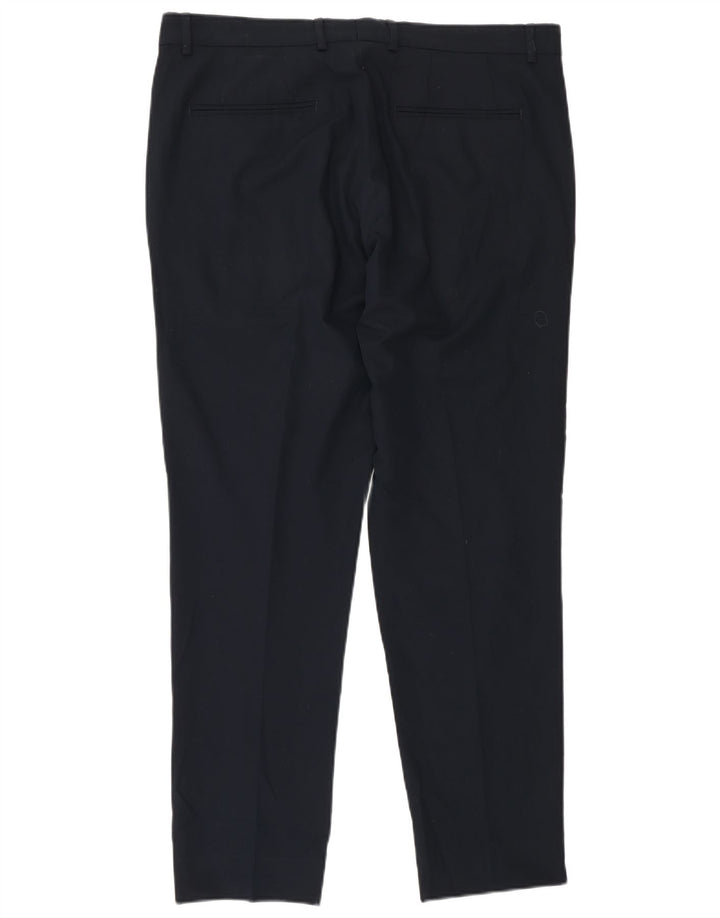 Zara Herre Slim Chino Bukser EU 42 Large W32 L29 Navy Blue Polyester