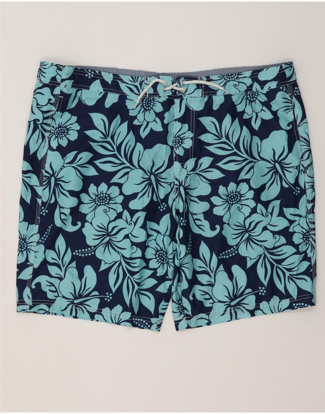 MARKS & SPENCER Badeshorts til mænd 2XL Navy Blue Floral Polyester