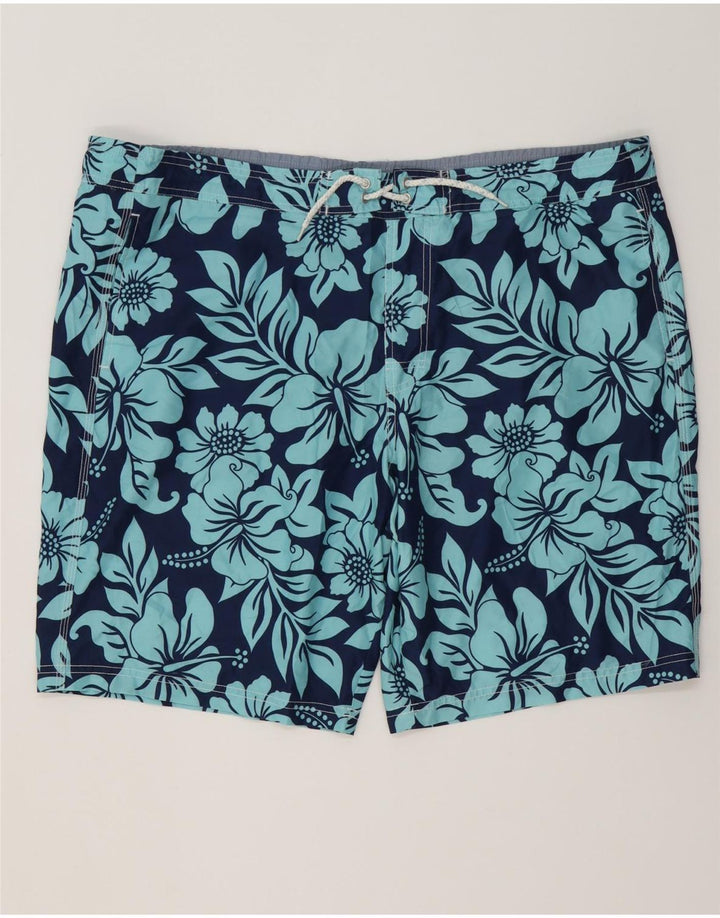 MARKS & SPENCER Badeshorts til mænd 2XL Navy Blue Floral Polyester