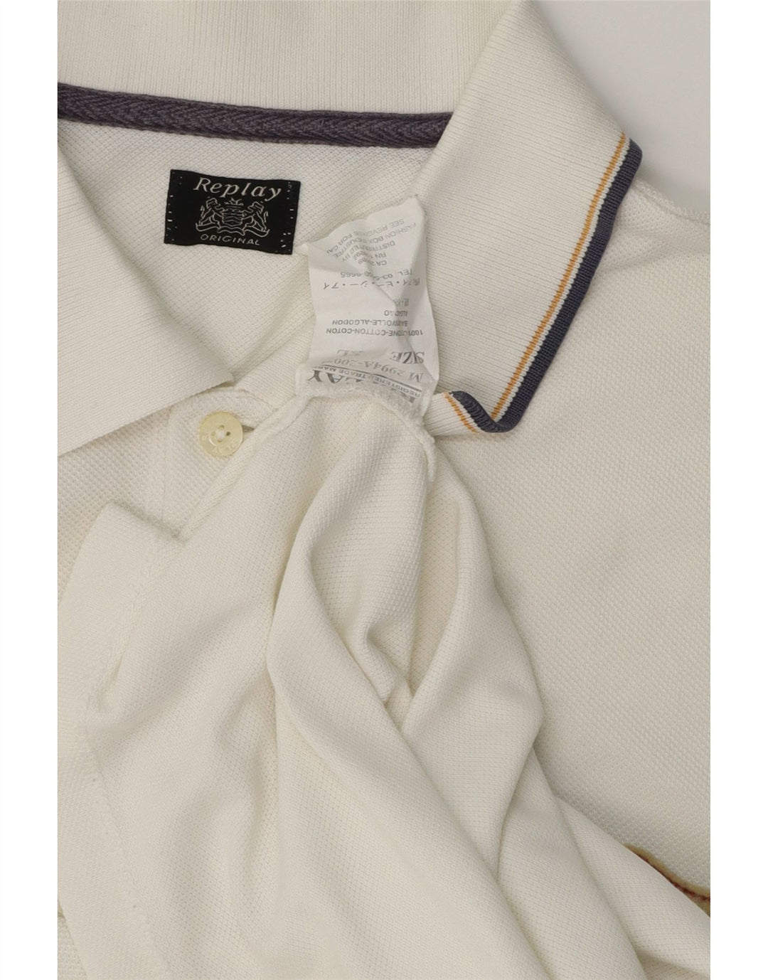 Replay Herre Polo Shirt XL Hvid Bomuld Klassisk