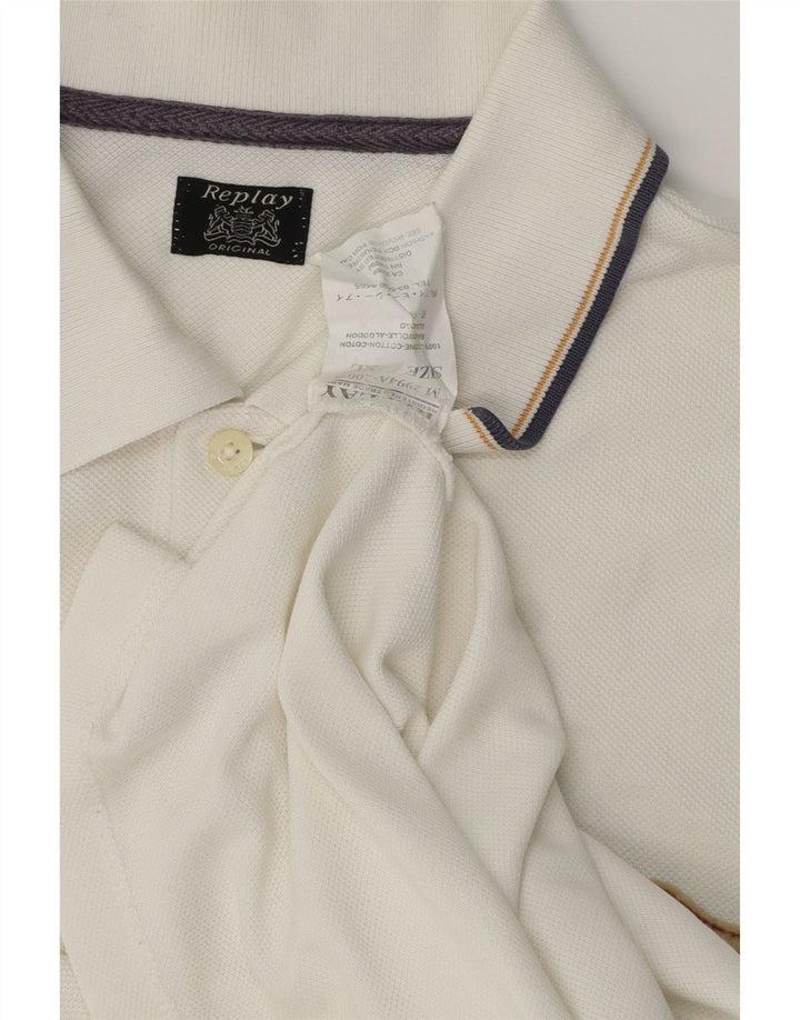 Replay Herre Polo Shirt XL Hvid Bomuld Klassisk