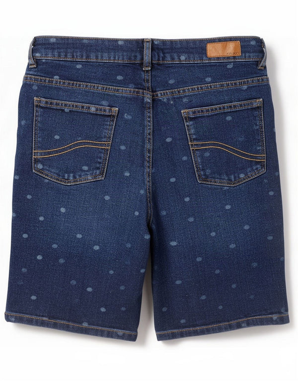 Fat Face Dame Bisley Bermuda Shorts UK 12 Medium W28 Navy Blue Spotted