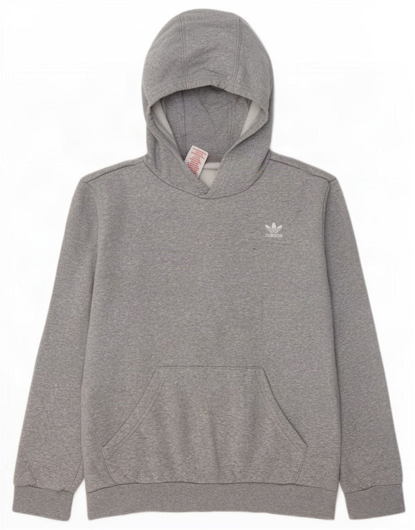 Adidas Boys Hoodie Jumper 14-15 Years Grey Flecked Cotton