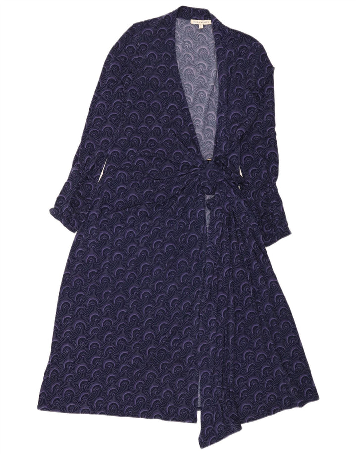 Laura Ashley Kvinders Abstrakt Mønster Wrap Dress UK 12 Medium Purple