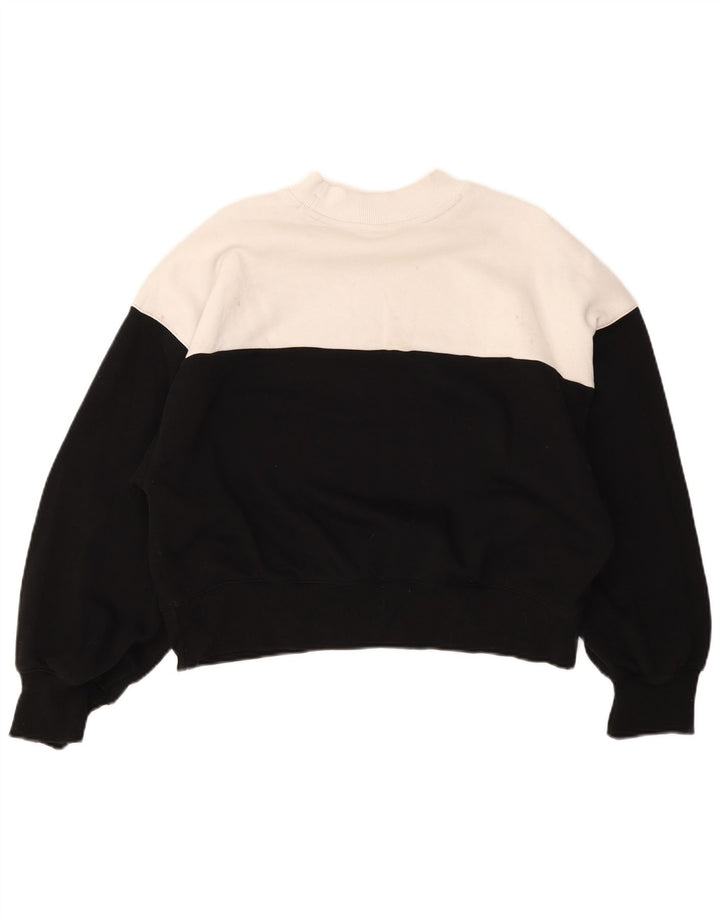 Champion Dame Grafisk Sweatshirt Jumper UK 14 Medium Sort Colourblock