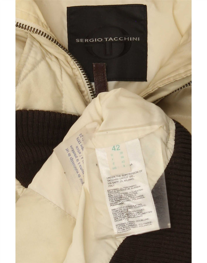 Sergio Tacchini Dame Hooded Polstret Jakke IT 42 Medium Beige Colourblock