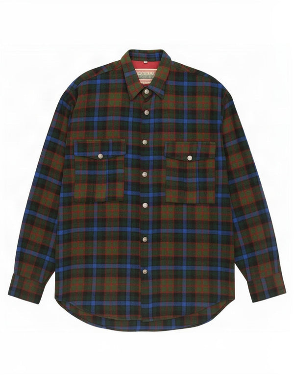Tavarner Herre Loose Fit Flanellskjorte Medium Grøn Ternet Uld