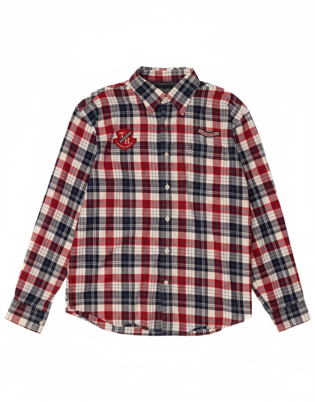 TOMMY HILFIGER Boys Graphic Shirt 13-14 Years Multicoloured Plaid Cotton