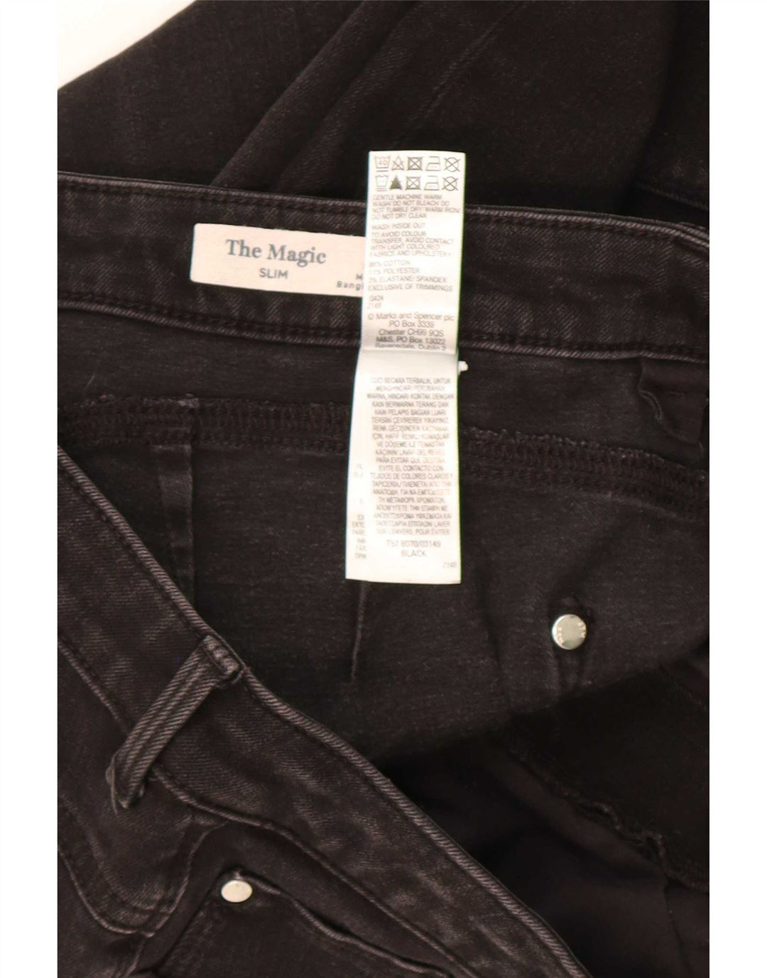 Marks & Spencer Womens The Magic Slim Jeans UK 16 Large W30 L27 Black