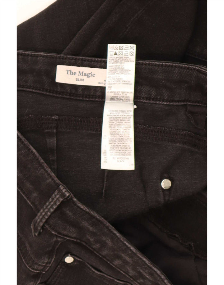 Marks & Spencer Womens The Magic Slim Jeans UK 16 Large W30 L27 Black