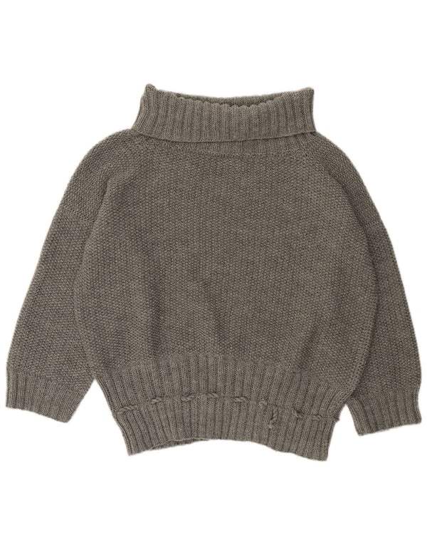 VINTAGE Dame Oversized rullehals sweater UK 22 3XL Grå