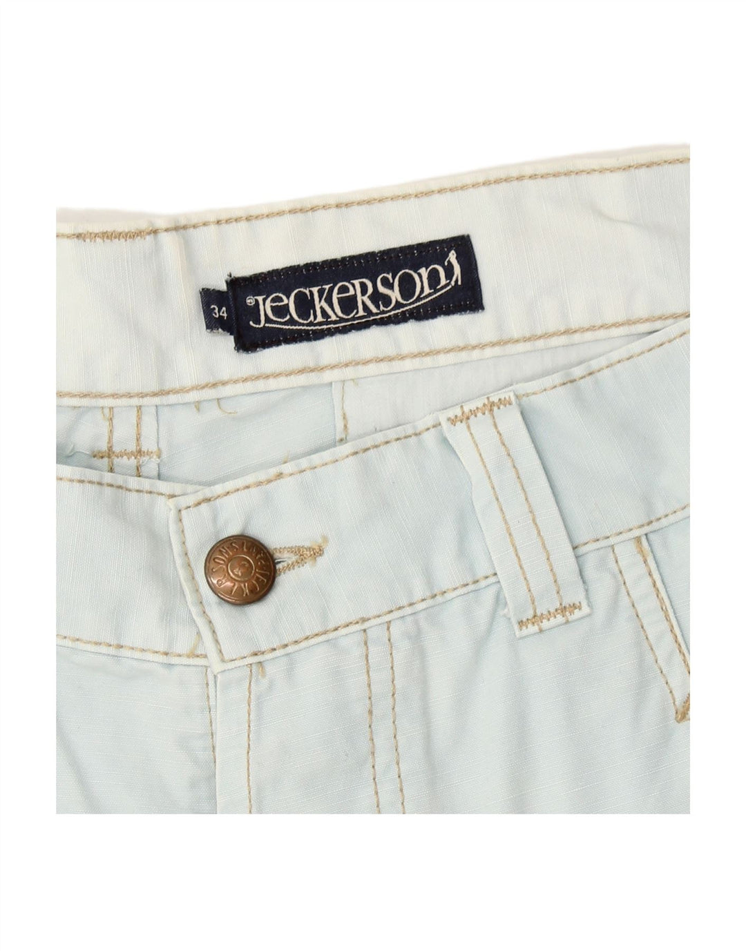 JECKERSON Mens Casual Shorts W34 Large Blue Cotton