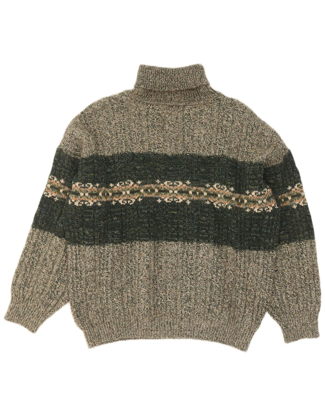 Vintage Herre rullehals sweater XL Green Fair Isle