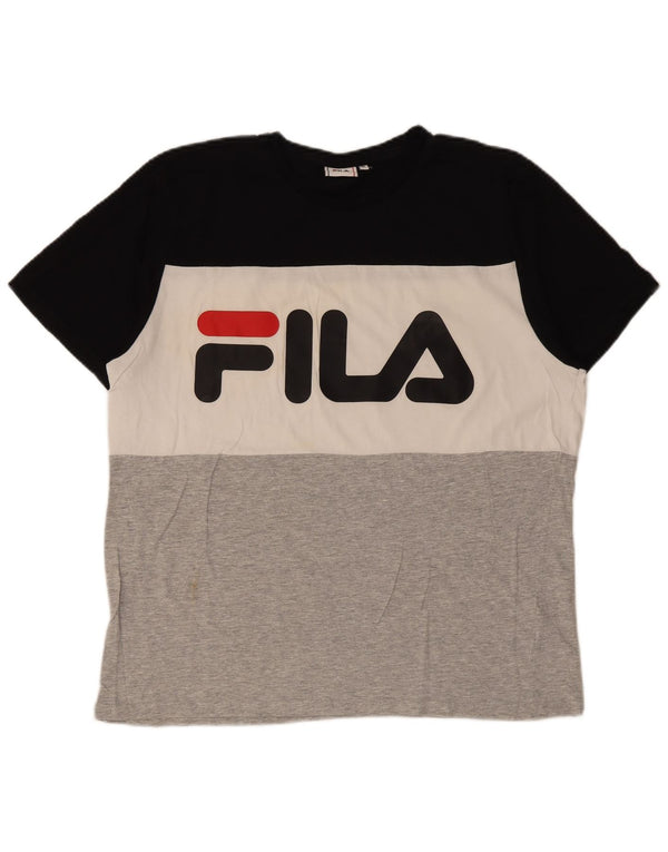 Fila Herre Grafisk T-Shirt Top XL Flerfarvet Colourblock Bomuld