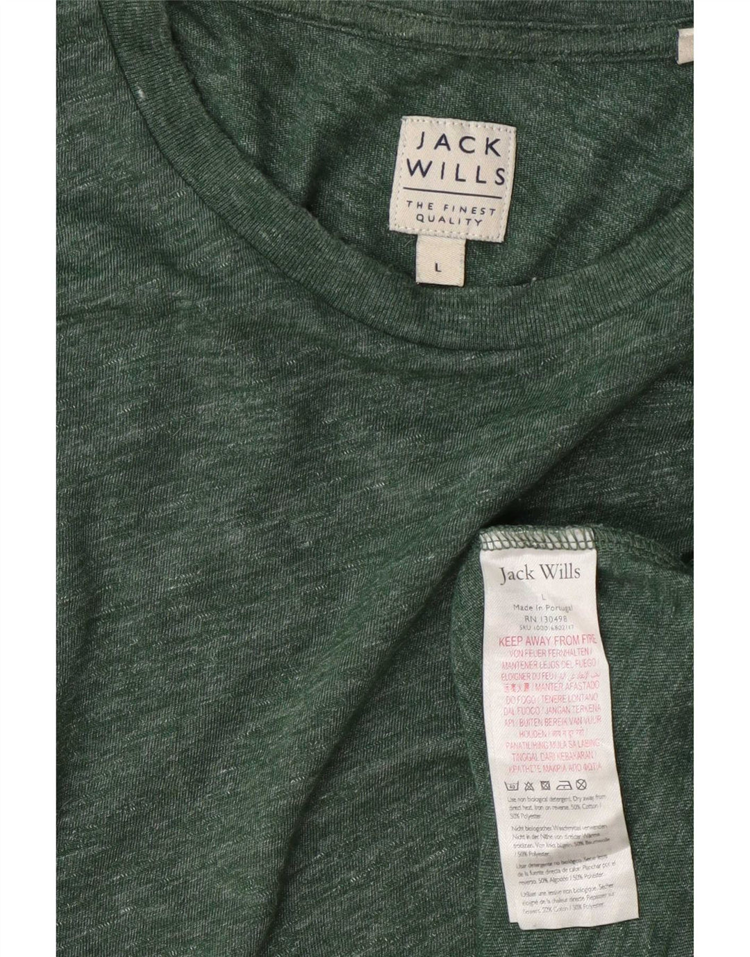 Jack Wills Herre T-Shirt Top Stor Grøn Flecked Bomuld