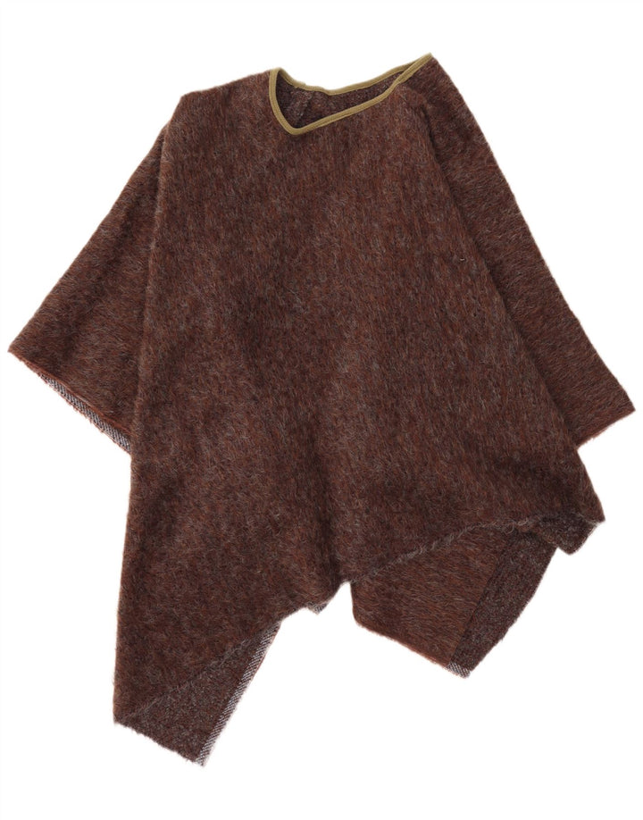 Vintage asymmetrisk ponchotrøje til kvinder i en størrelse brun