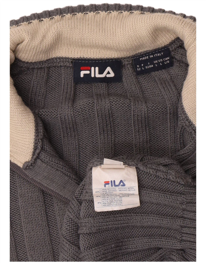 Fila Herre Zip Neck Jumper Sweater Stor Grå Merinould
