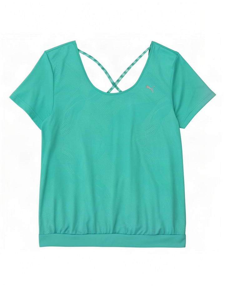 Puma T-shirt top UK 16 Stor turkis geometrisk polyester