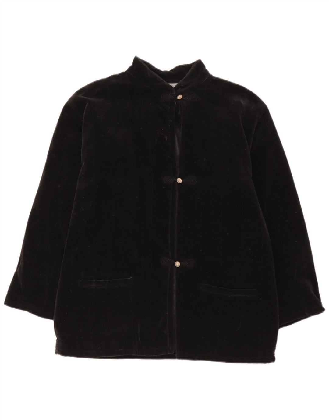 i Blues Dame 3 Button Velvet Blazer Jacket UK 14 Large Black Bomuld