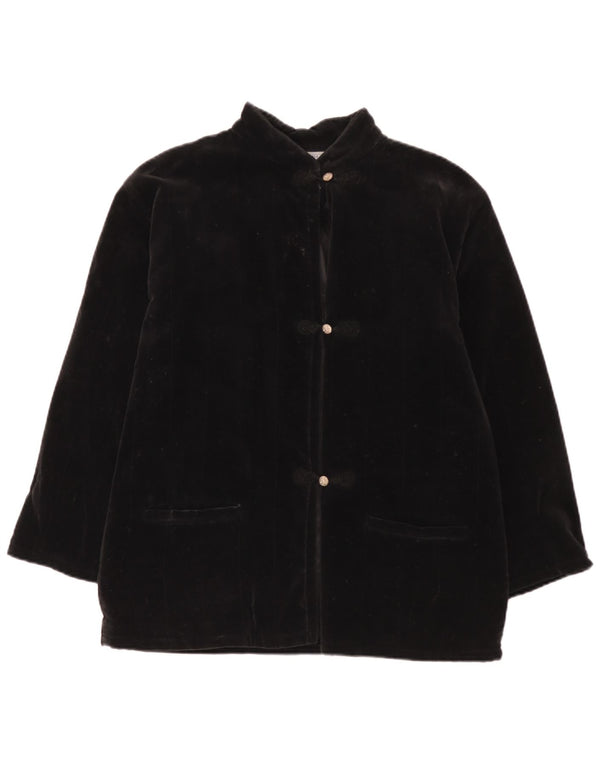 i Blues Dame 3 Button Velvet Blazer Jacket UK 14 Large Black Bomuld