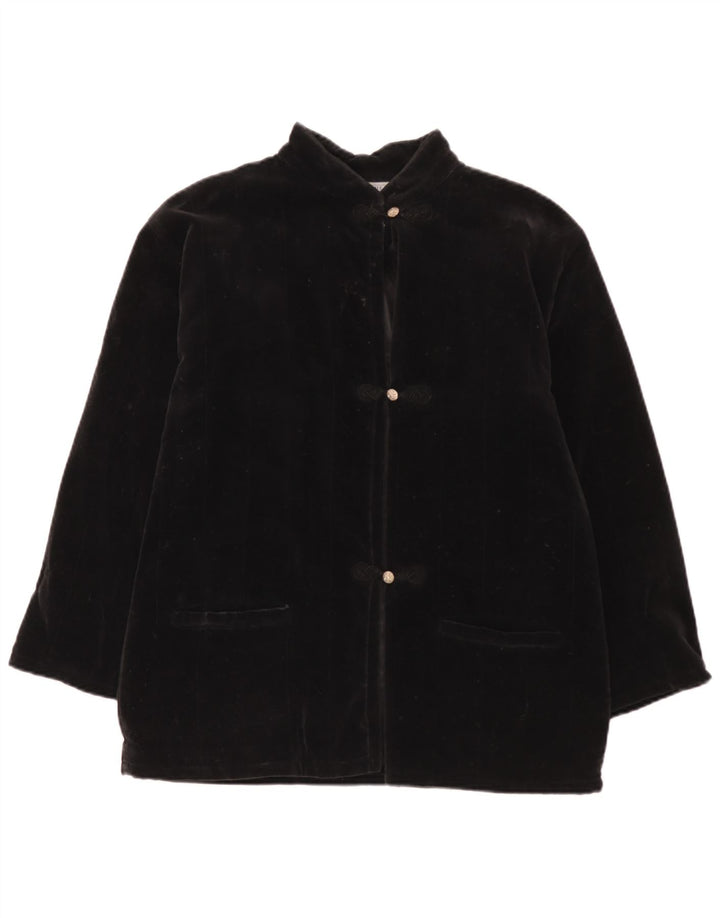 i Blues Dame 3 Button Velvet Blazer Jacket UK 14 Large Black Bomuld