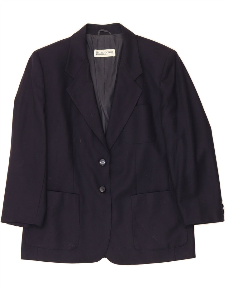 HERNO DONNA Womens 2 Button Blazer Jacket IT 48 XL Navy Blue Wool Vintage Herno Donna and Second-Hand Herno Donna from Messina Hembry 