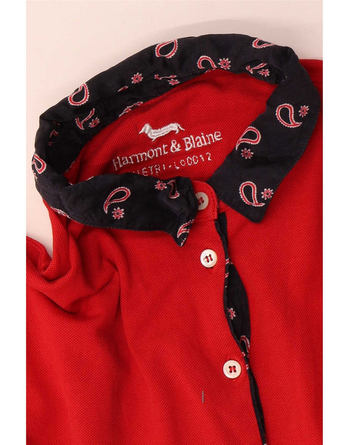 Harmont & Blaine Dame Polo Shirt UK 12 Medium Red Paisley