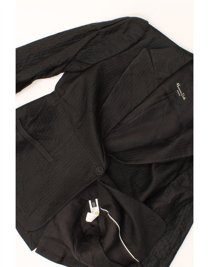 MASSIMO DUTTI Womens 1 Button Blazer Jacket EU 40 Medium Black Pinstripe Vintage Massimo Dutti and Second-Hand Massimo Dutti from Messina Hembry 