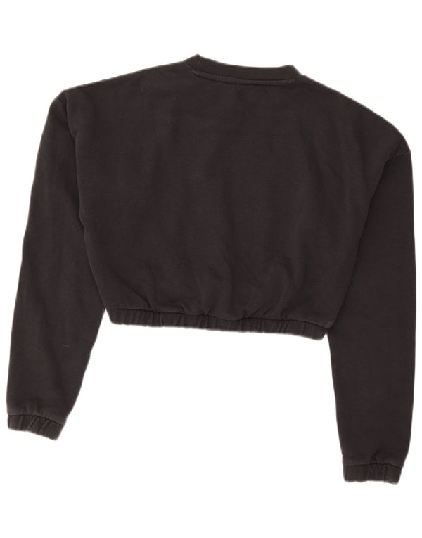 Adidas Womens Crop Oversized Sweatshirt Jumper UK 4/6 XS Sort bomuld