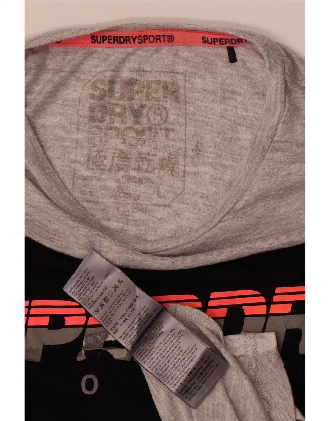 Superdry Grafisk T-shirt top til mænd, stor grå farveblok polyester