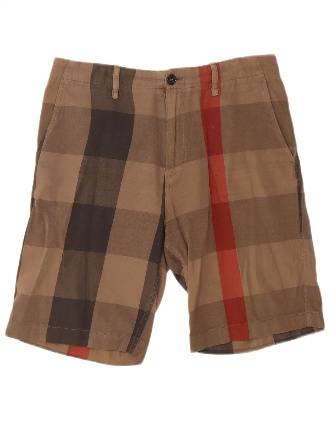 Burberry Chino Shorts til mænd W30 Medium brun plaid bomuld