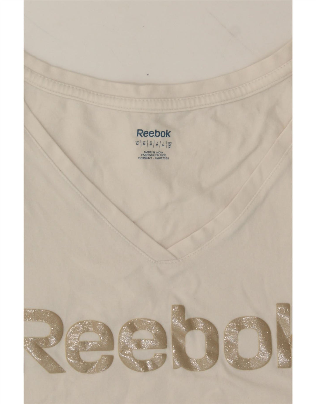 REEBOK Womens Graphic Vest Top UK 12 Medium White Cotton Vintage Reebok and Second-Hand Reebok from Messina Hembry 