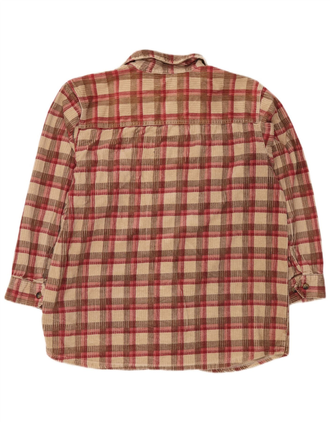 MARKS & SPENCER Herre fløjlsskjorte str. 16 Large Beige ternet bomuld