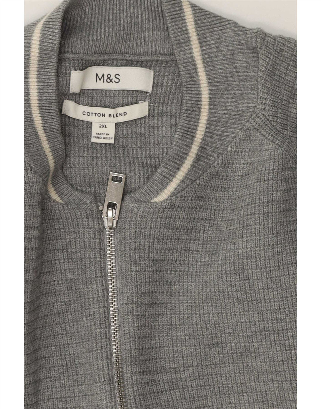Marks & Spencer Herre cardigan sweater med fuld lynlås 2XL grå bomuld