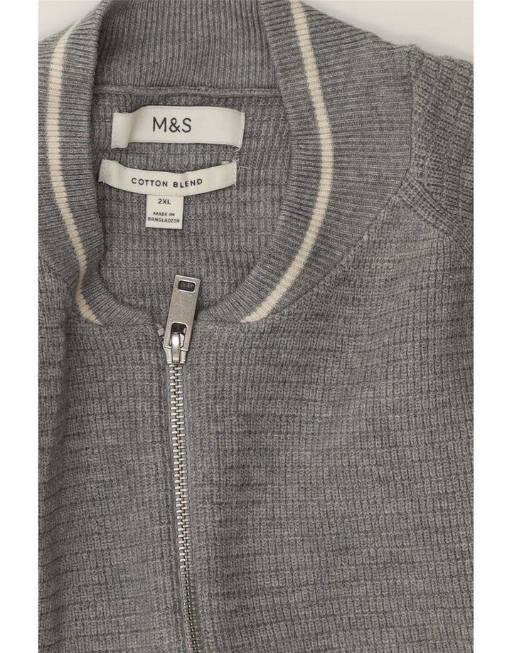 Marks & Spencer Herre cardigan sweater med fuld lynlås 2XL grå bomuld