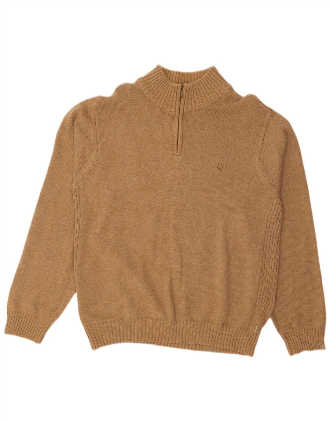 Izod Herre Zip Neck Jumper Sweater XL Beige Bomuld