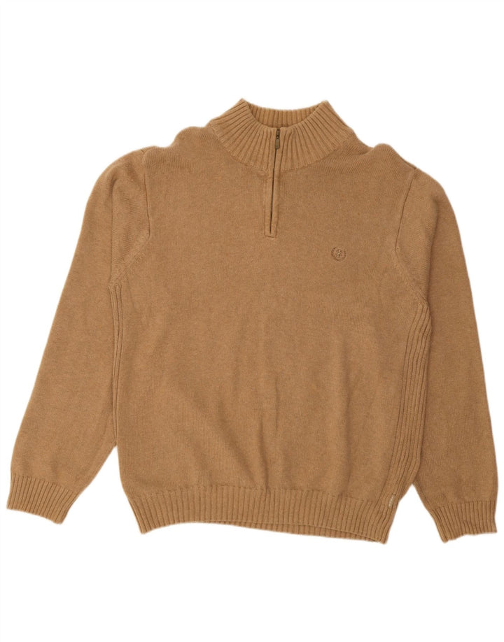 Izod Herre Zip Neck Jumper Sweater XL Beige Bomuld