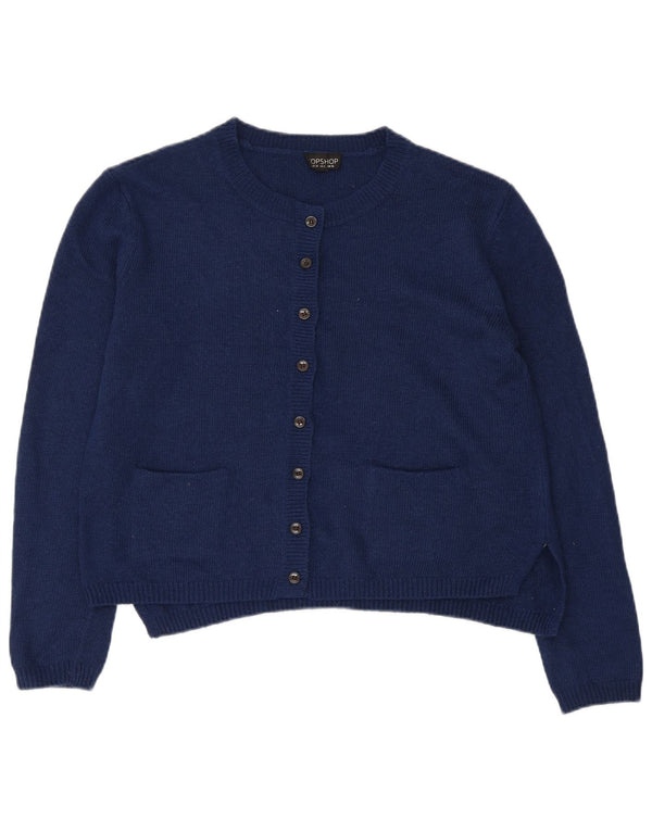 Topshop Dame Oversized Cardigan Sweater UK 10 Small Navy Blue Acryl