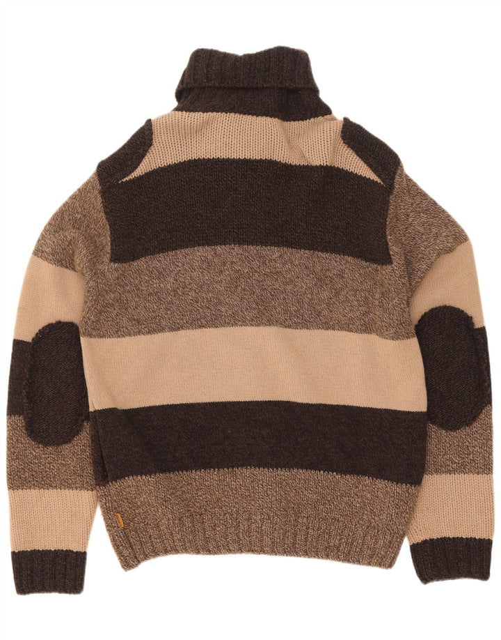 Timberland Herre Cardigan Sweater Stor Brun Colourblock Lammeuld