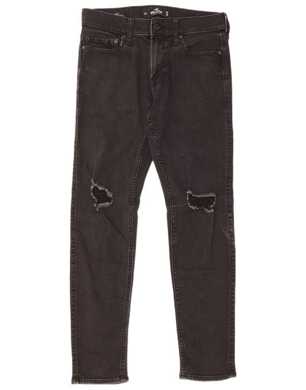 Hollister Kvinder Distressed Slim Jeans W29 L30 Sort Bomuld